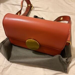 Elegant Rust Brown Leather Shoulder Bag